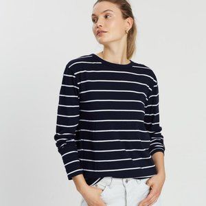 Assembly Label Bay Long Sleeve Tee in True Navy Stripe